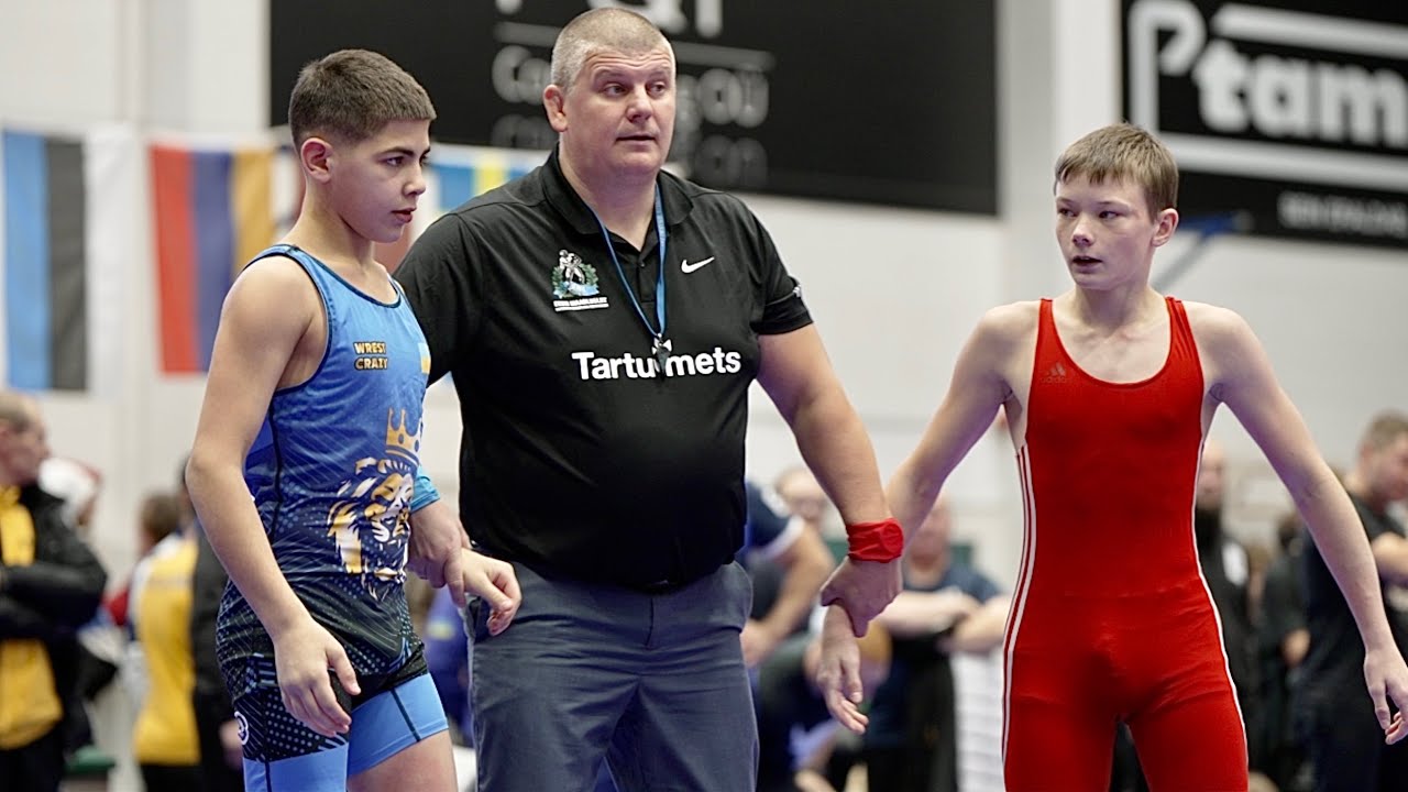 U15 A. Hudjakovs (LAT) vs R. Gamidov (UKR) 48kg. Youth boys greco-roman wrestling.