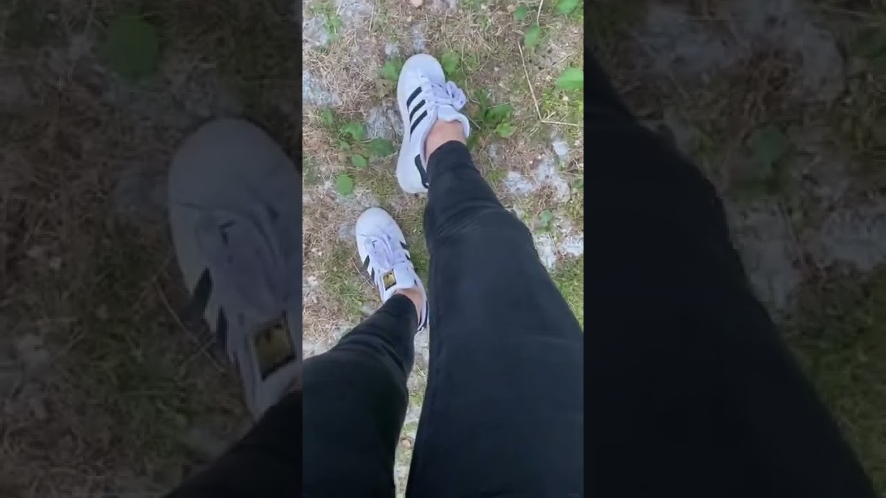 Adidas superstar sneakers feet model jeans girl sockless shoes