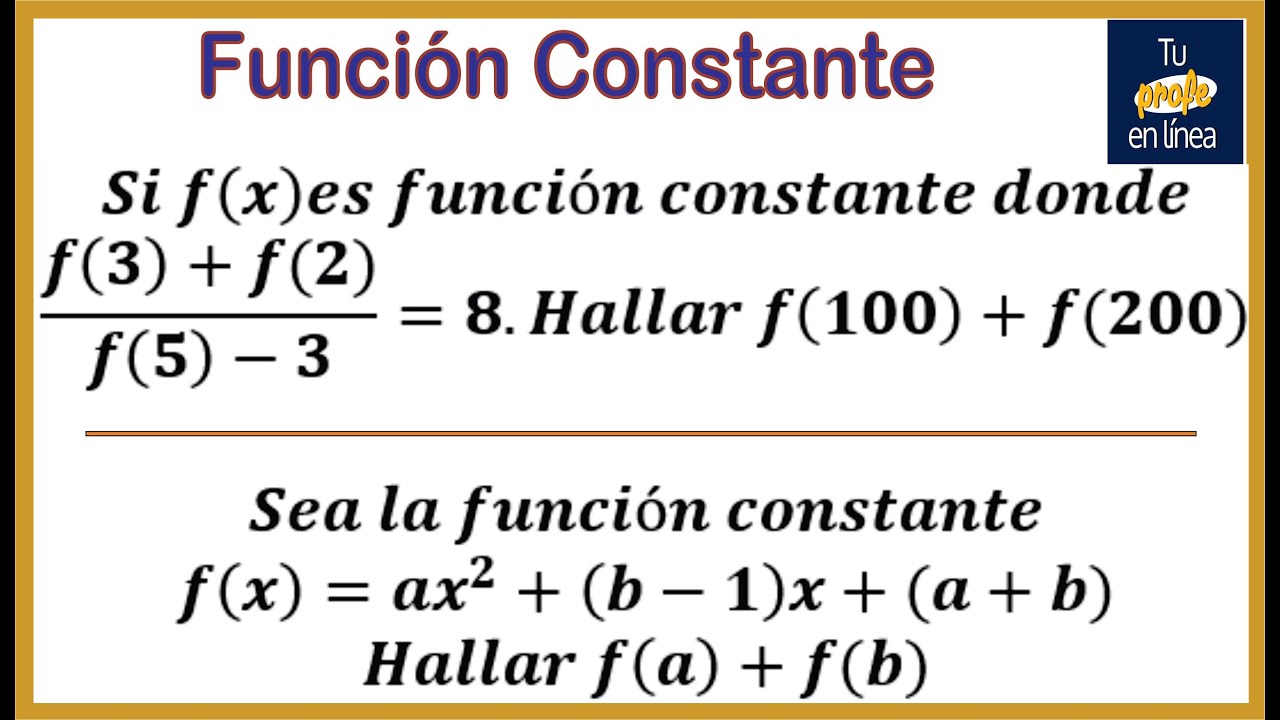 FUNCION CONSTANTE : Ejercicios resueltos
