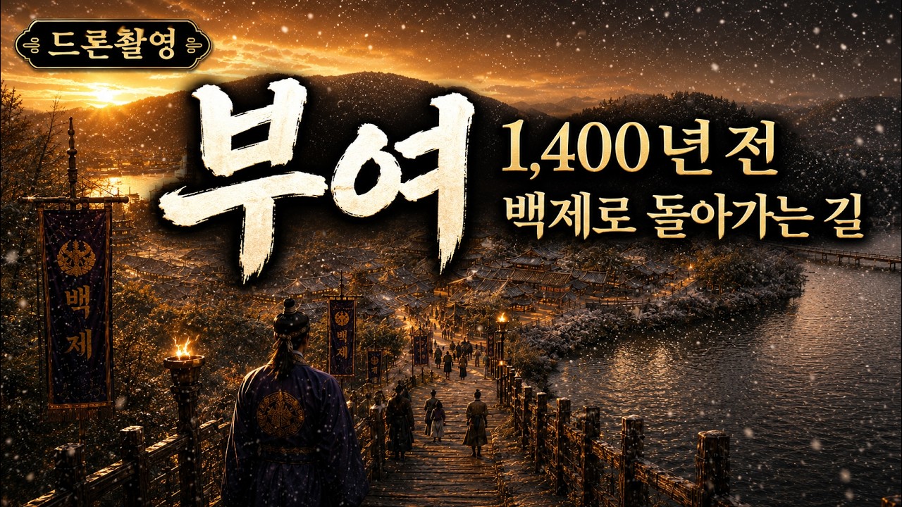 하늘에서 본 부여(4K) 3편 | 1,400년 전 백제로 돌아가는 길, 압도적인 궁궐 드론 영상 #부여설경 #부여드론 #백제역사 #KoreaDrone #WinterInKorea