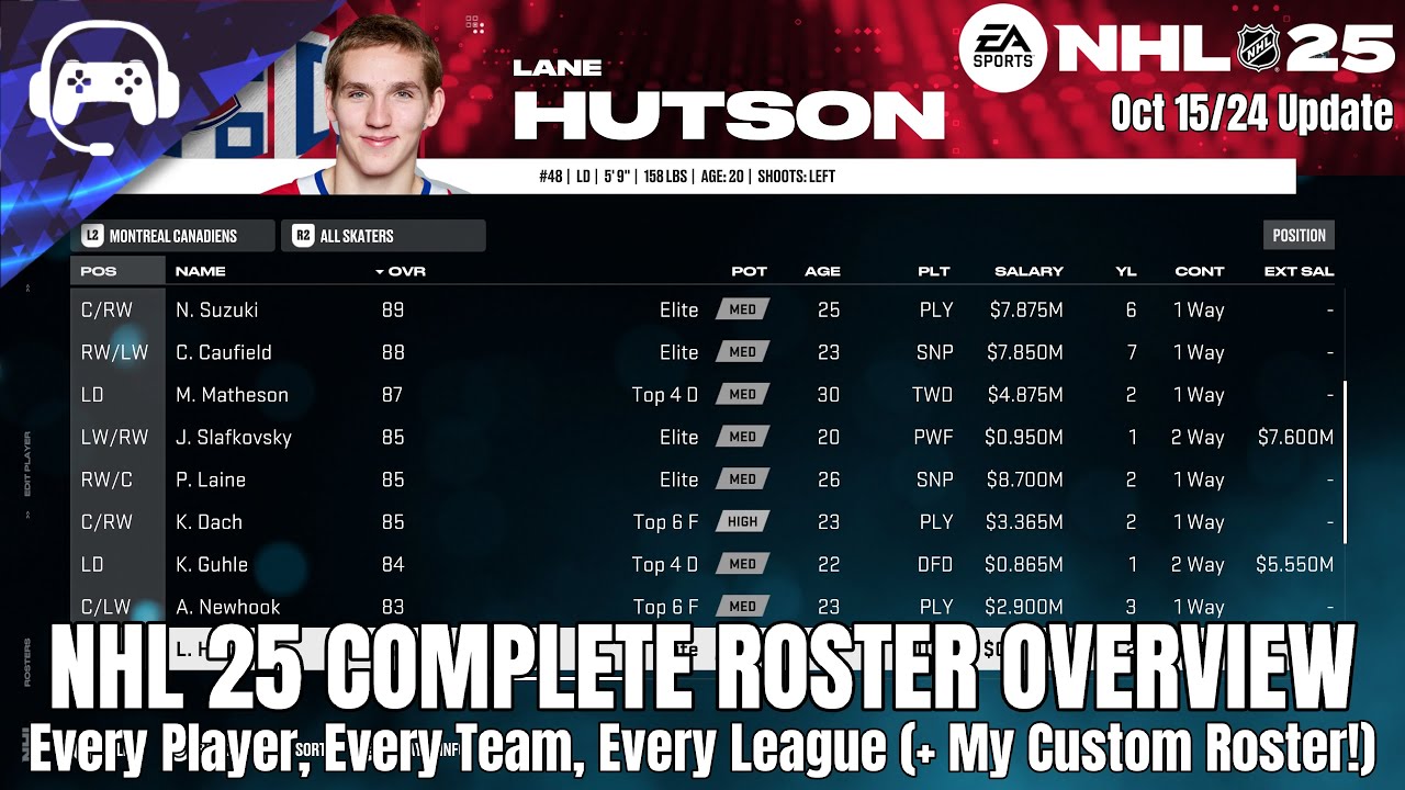 NHL 25 - COMPLETE ROSTER OVERVIEW (OCT 15) | + My Custom Roster!