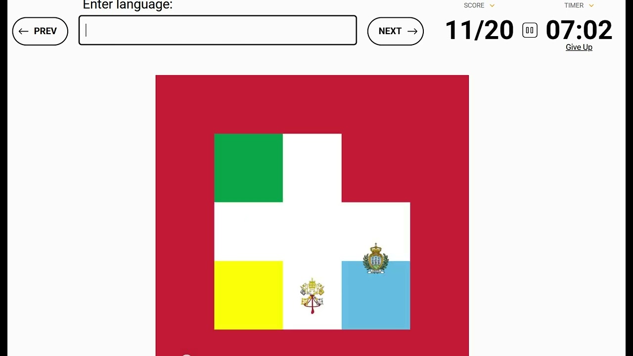 Identifying languages from the fused flags (Sporcle Quiz)