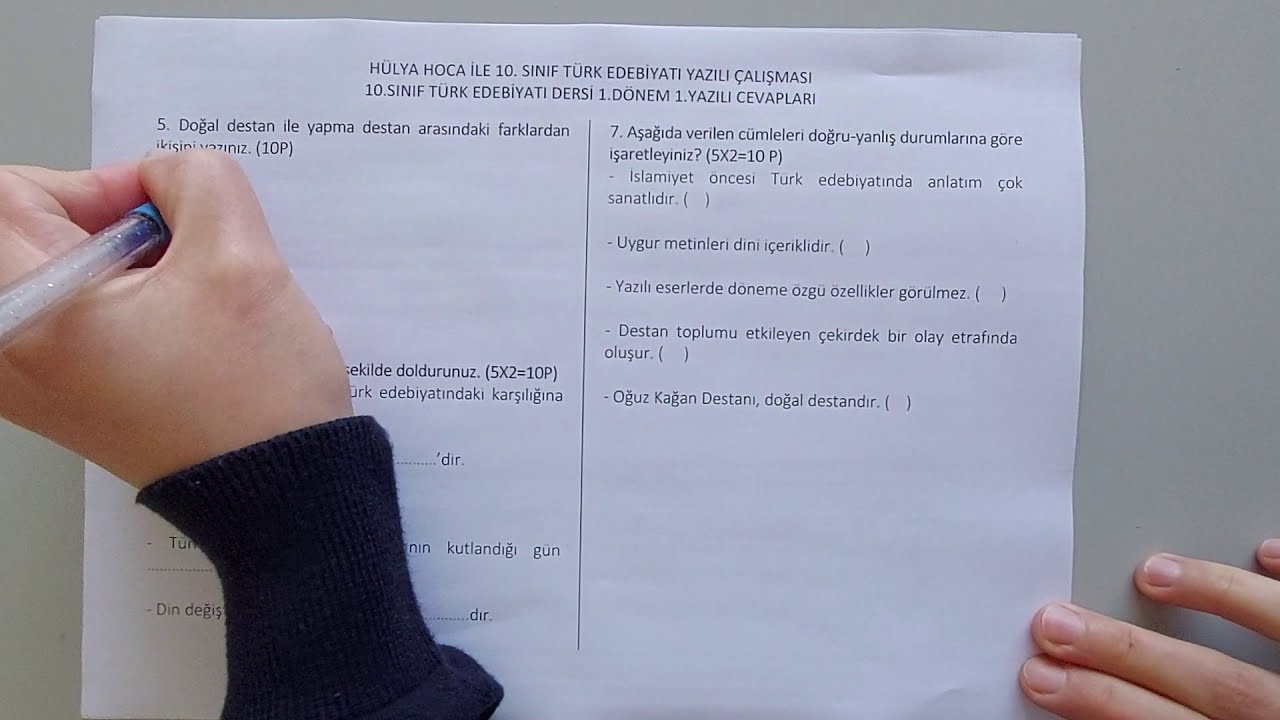 HÜLYA HOCA İLE 10. SINIF EDEBİYAT YAZILI SORULARI ÇÖZÜMÜ