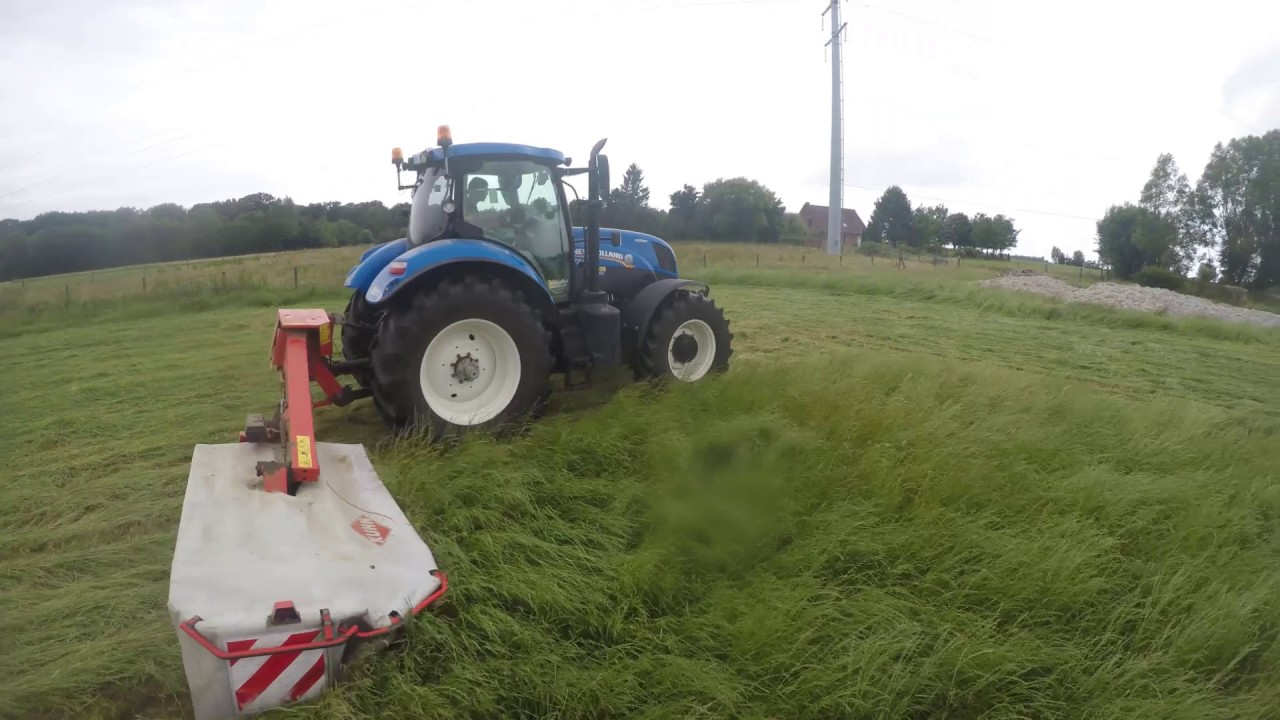 Fauchage de l'Herbe 2017 New Holland T7200 + Kuhn Gmd 2810 [Gopro]