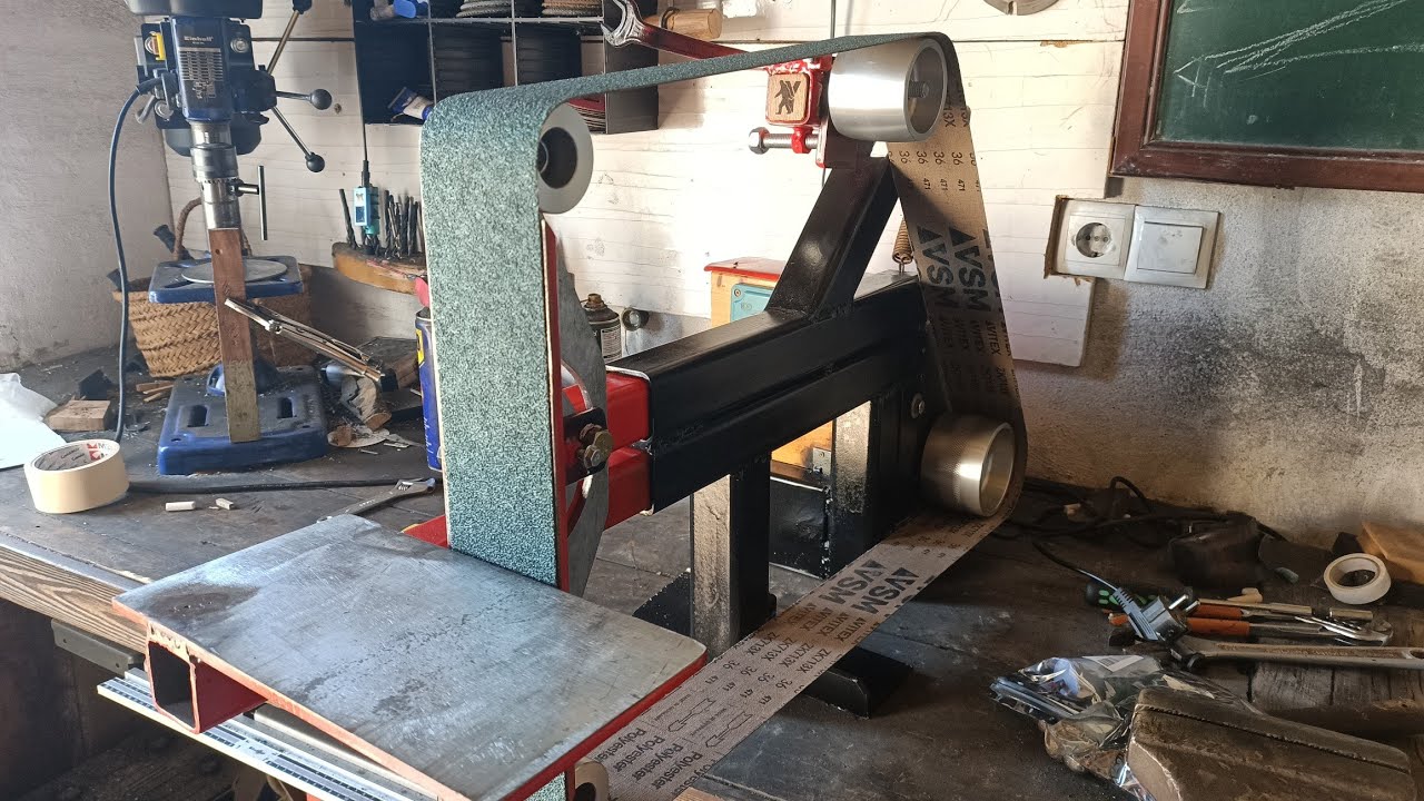 Como hacer una lijadora de banda para cuchillería con motor de lavadora. 2000X50