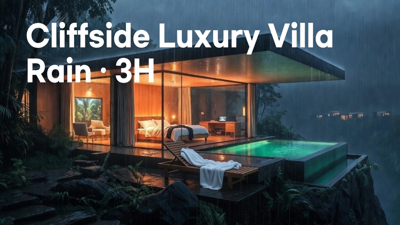 Cliffside Glass Villa Rain · 3H Luxury Sleep Rain Sounds #RainSounds #sleepambience #cliffrain
