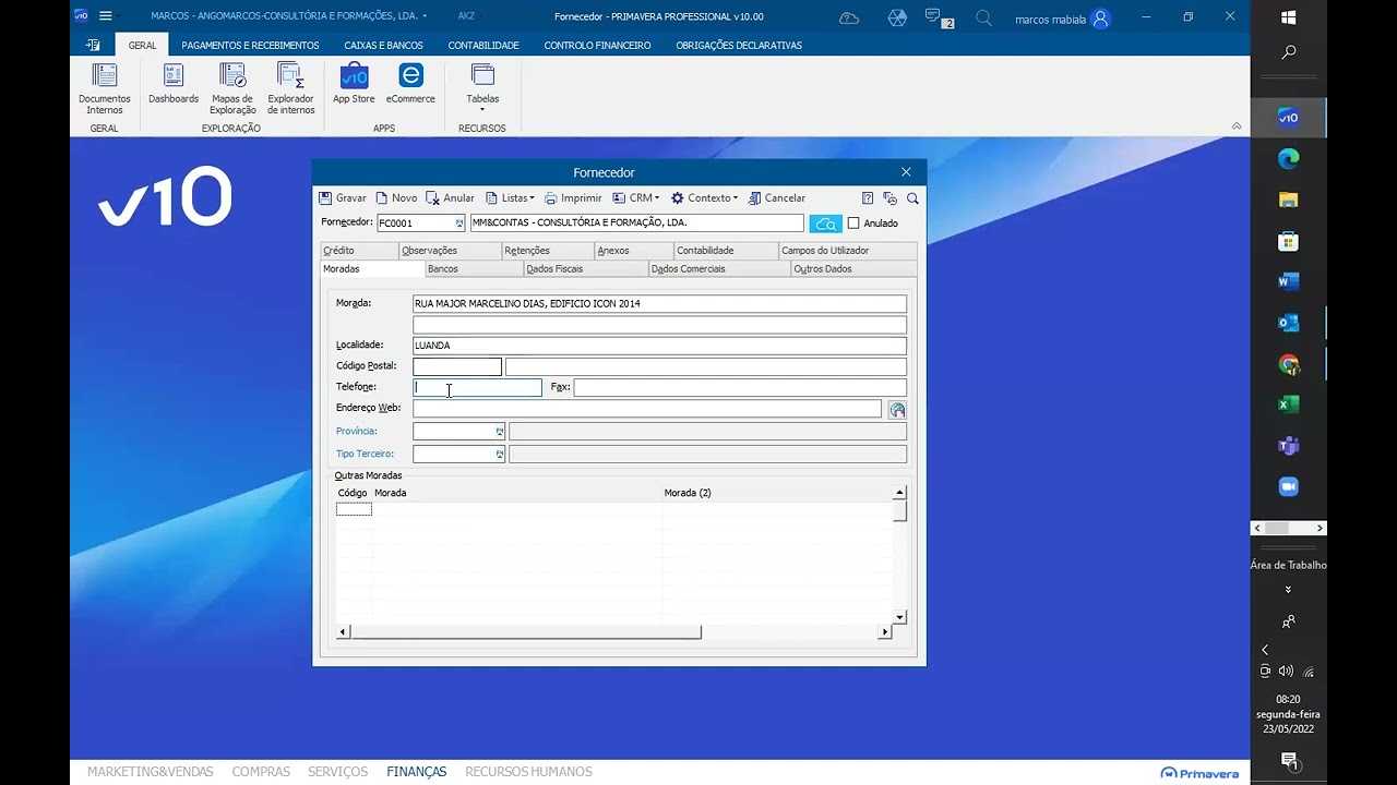 CRIAÇÃO DE FORNECEDORES DO ERP PRIMAVERA V.10