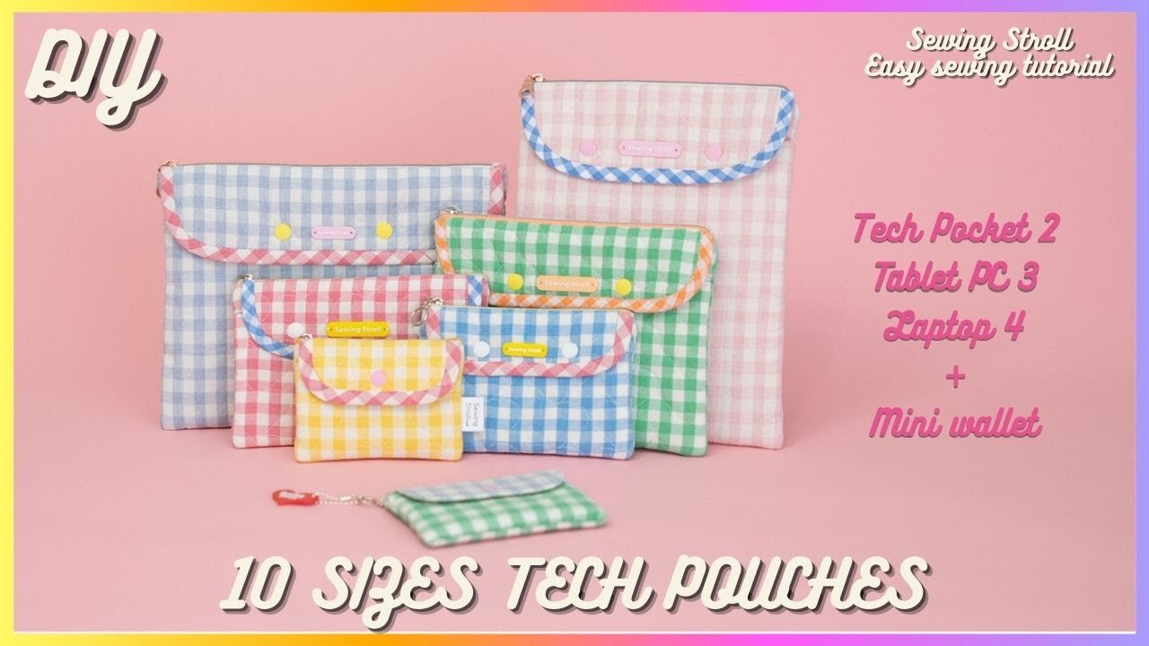 10 Size Tech Pouch& Laptop sleeve Sewing Tutorial | Laptop, Tablet, Mini Wallet DIY | Zipper ends