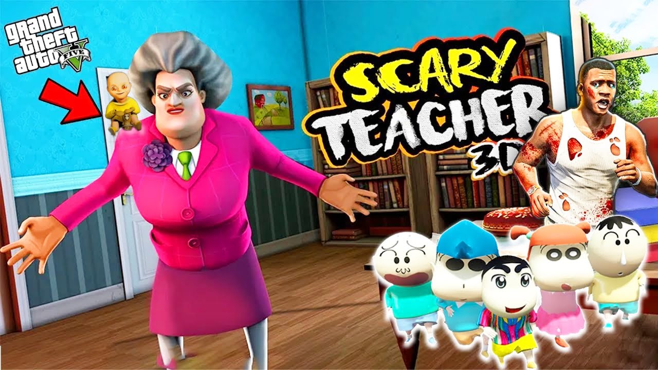 FRANKLIN AND SHINCHAN Fight With School Scary Teacher For Save Avengers in GTA 5 || GTA 5 TAMIL