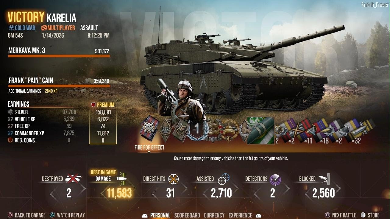World of Tanks - Merkava MK. 3 - MVP - 11K Damage