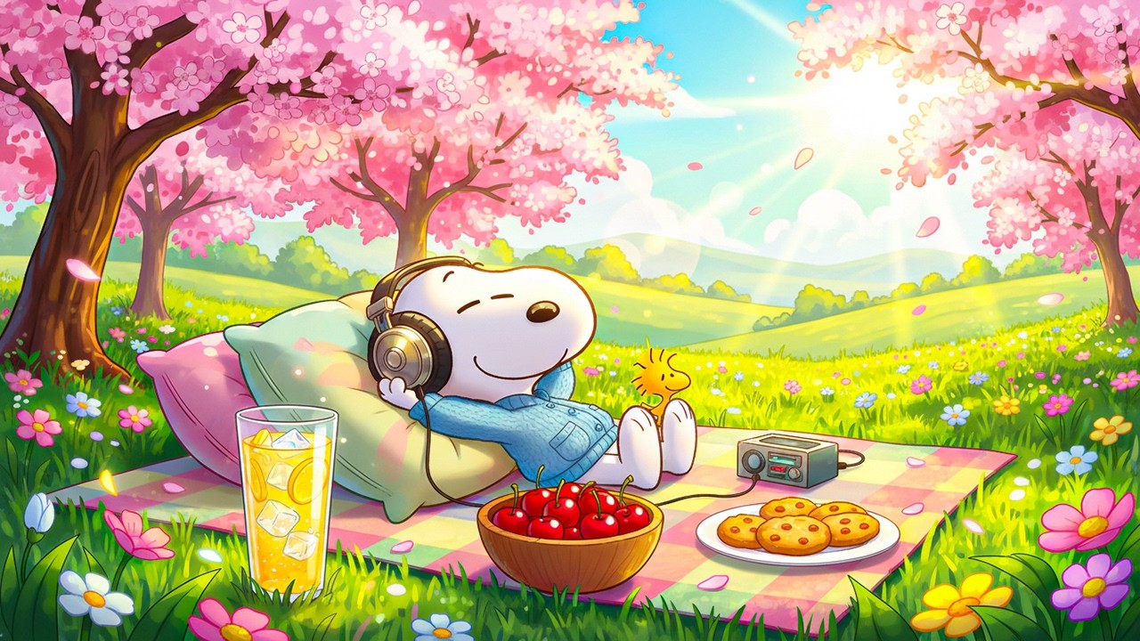 Snoopy&rsquo;s Sunny Spring Picnic Lofi 🌸🎧 Gentle Beats for Relaxing, Daydreaming & Peaceful Happy Moments