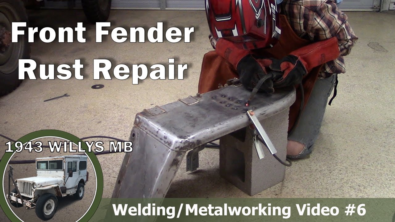 1943 Willys MB Jeep | Front Fender Rust Repair and Straightening | Welding/Metalworking Video #6