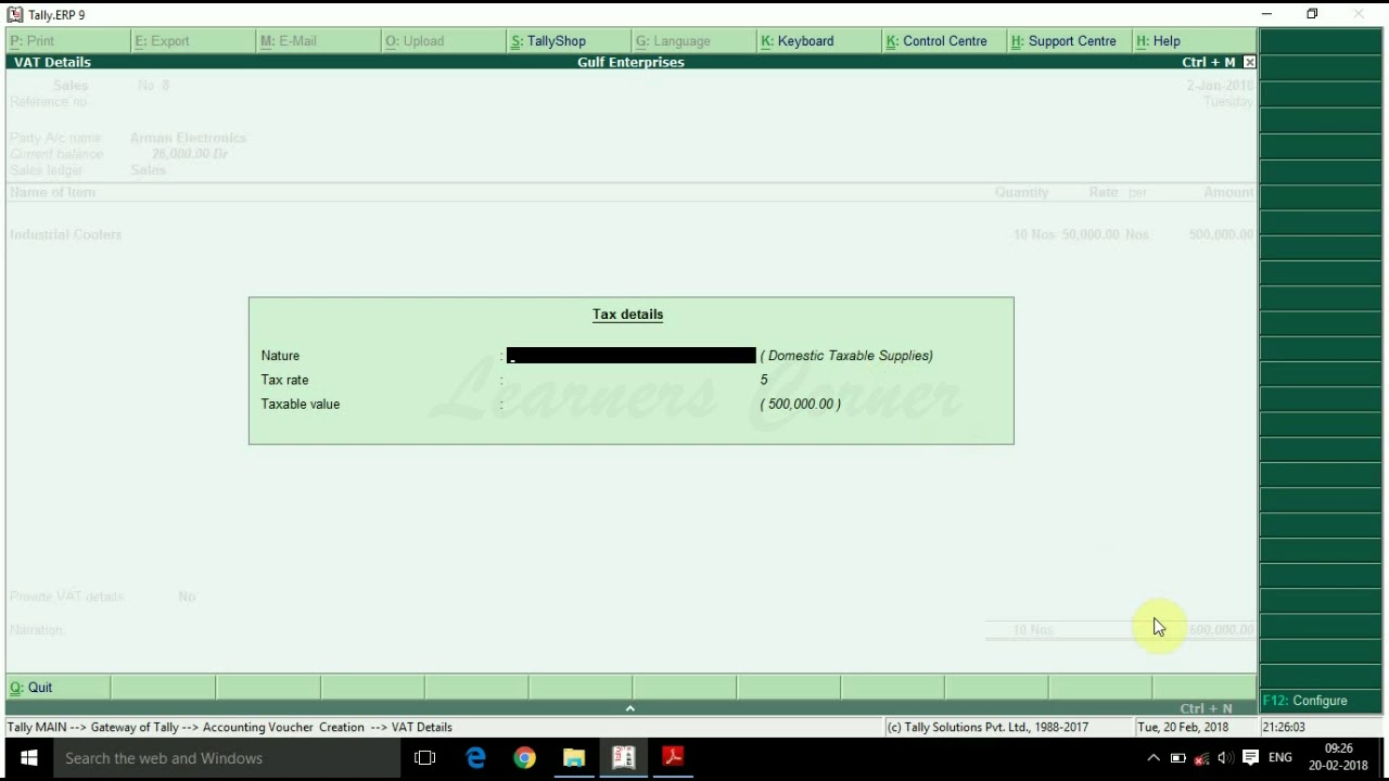 GCC VAT - Record Sales with Additional Ledgers under GCC VAT in Tally ERP 9