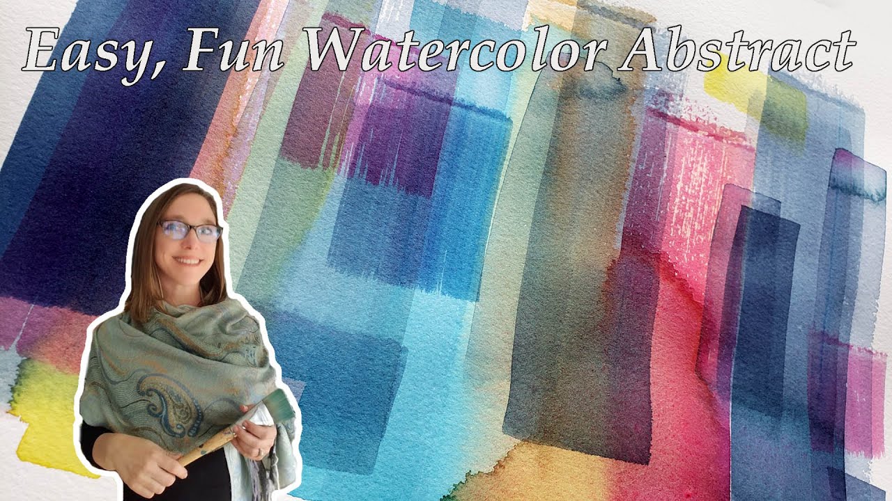 How to Paint an Easy, Fast Abstract Watercolor 4 Beginners Real Time step by step painting tutorial