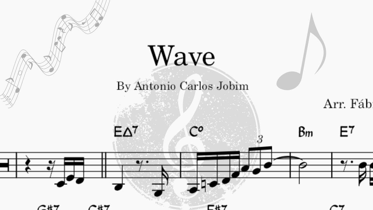 Wave - Tom Jobim - Grátis Vídeo Partitura Bb Trompete - Bossa Nova - Música Brasileira - Playback