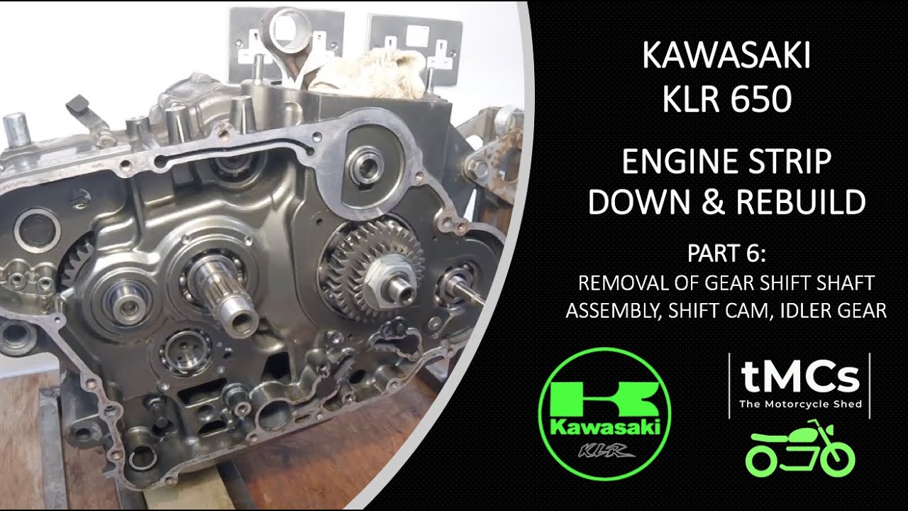 Капитальный ремонт двигателя Kawasaki KLR 650, часть 6: Снятие вала переключения передач, кулачка...