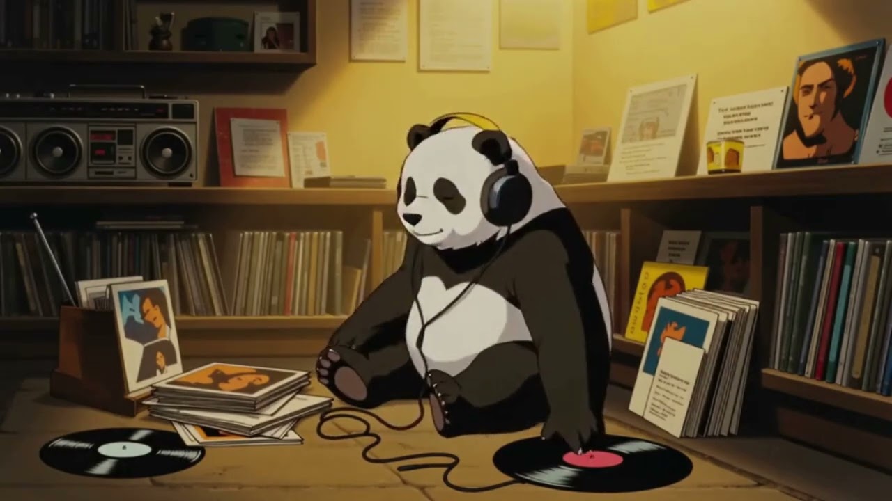 Vintage Record Store Lofi 🐼🎶 | Cozy Anime Panda Chill Beats