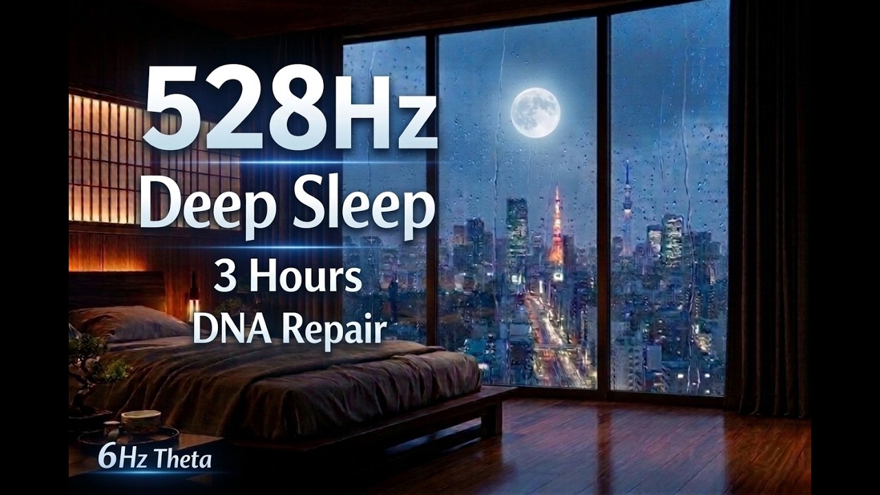 DEEP SLEEP & DNA REPAIR: 3 Hours of 528Hz & 6Hz Theta Waves & Rain | Ultimate Mind Relaxation 🌧️✨