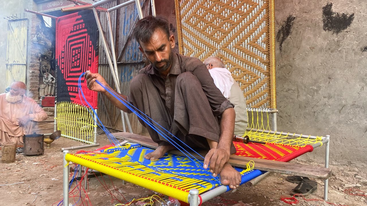 Wonderful Manufacturing And Weaving Process Of a Cot|Amazing skill of weaving a cot