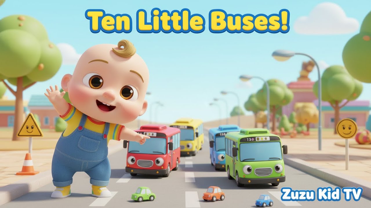 Ten Little Buses Song – Exciting Toddler Counting & Vehicle Adventure Nursery Rhyme
