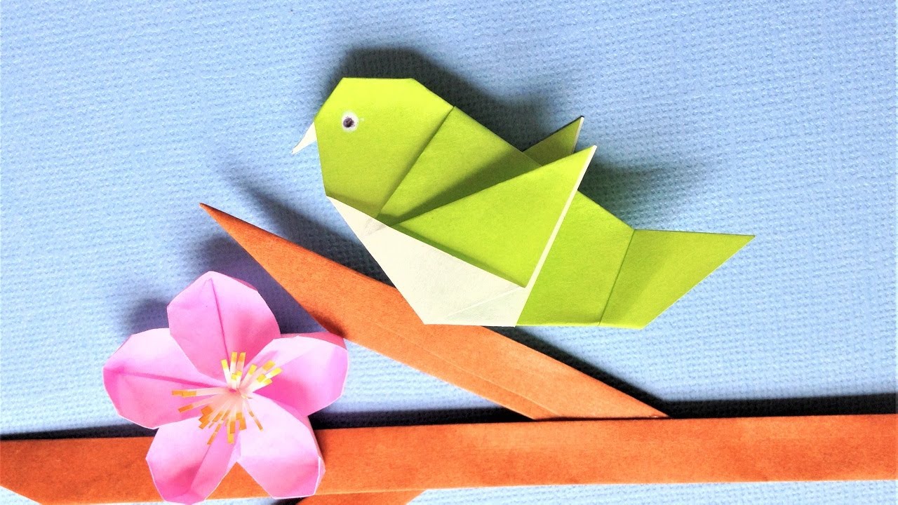 折り紙 うぐいすとメジロ 折り方 Origami Warbler bird and White eye bird tutorial（niceno1）
