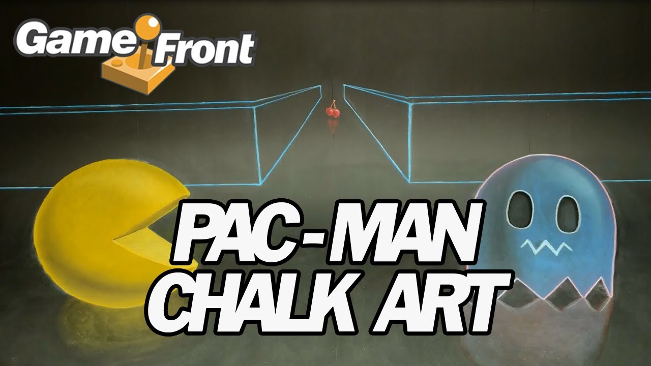 PAC-MAN Stop Motion 3D Chalk Art