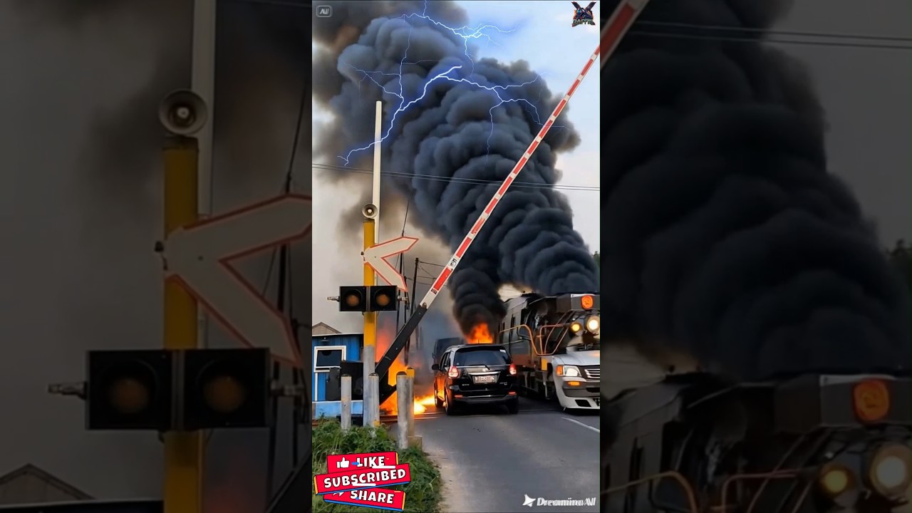 Train Crashes in small railroad crossing.#train #traincrashes #railroad #gta #roblox #railway