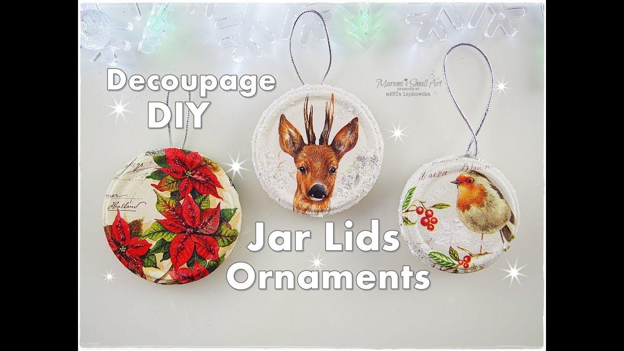 DIY Jar Lids Decoupage Christmas Ornaments ♡ Maremi's Small Art ♡