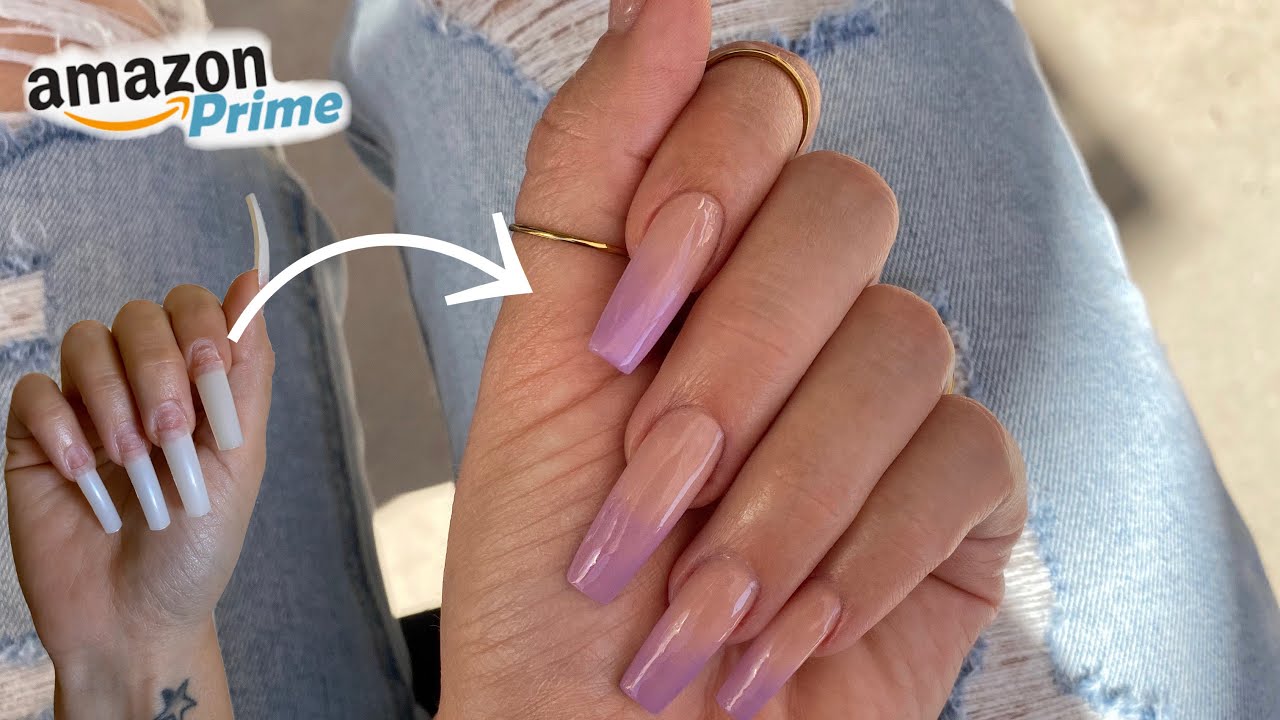 Doing my own acrylics l lavender ombre l colored acrylic