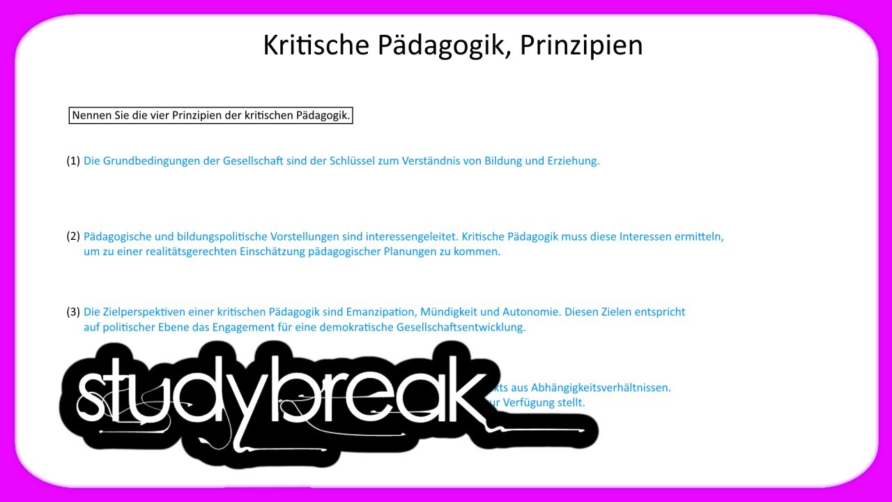 Kritische Pädagogik, Prinzipien | Pädagogik