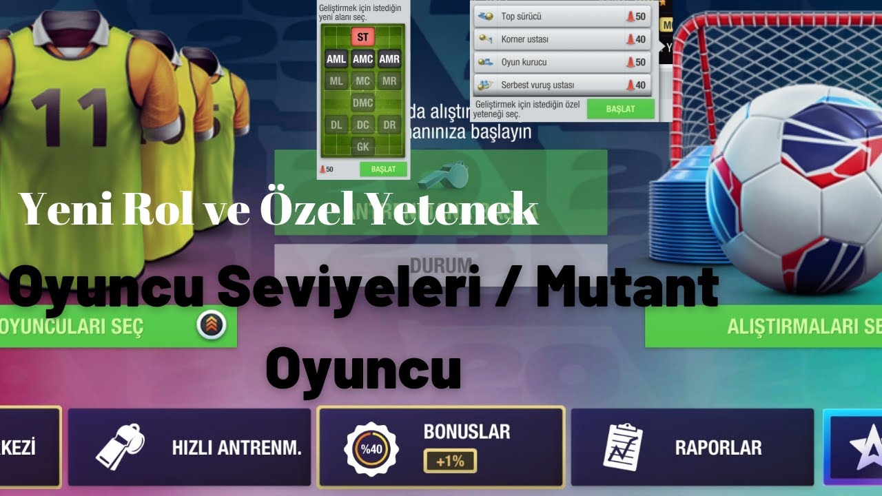 Top Eleven/ Antremanda Yeni Rol-Özel Yetenek Nasıl Alınır / Oyuncu Seviyeleri ve Mutant Oyuncu Farkı