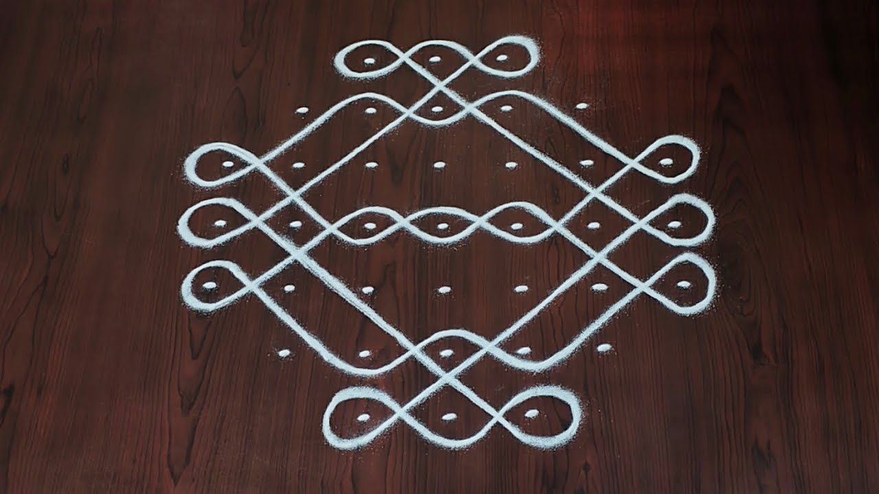 7&times;3dots melikala muggulu|easy rangoli|daily chukkala muggulu||sikku,kambhi,neli kolams|#Nice Rangoli
