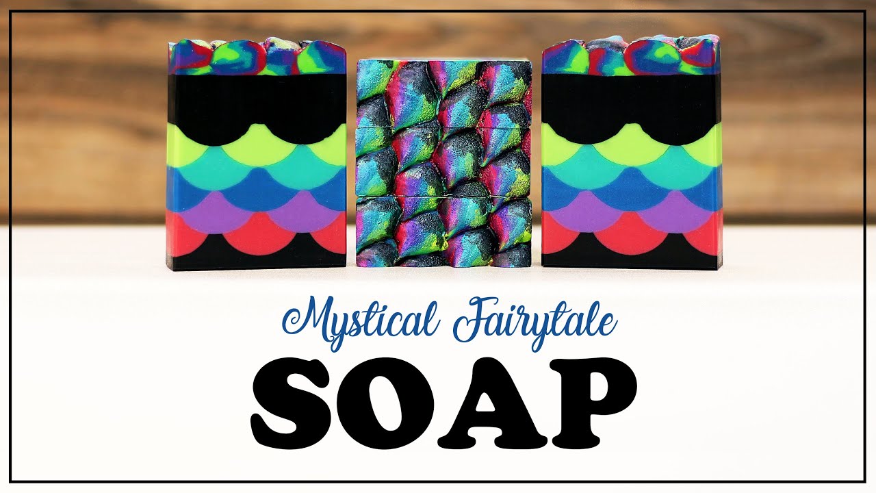 Making Mystical Fairytale Cold Process Handmade Soap with Piped Painted Rainbow Dragon Scale Tail