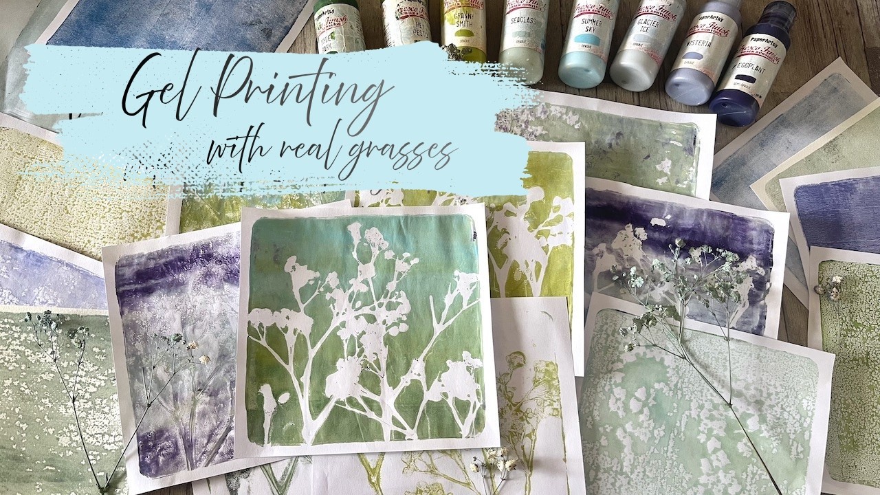 A few minutes of fun... with a gel plate, Gypsophila flowers and PaperArtsy Paints
