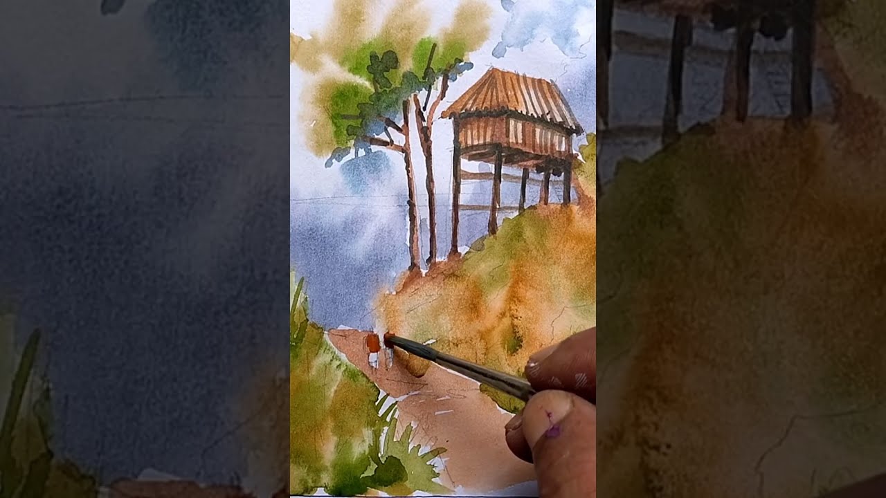 Landscape Painting /water colour /demo /Jain N Paravur 