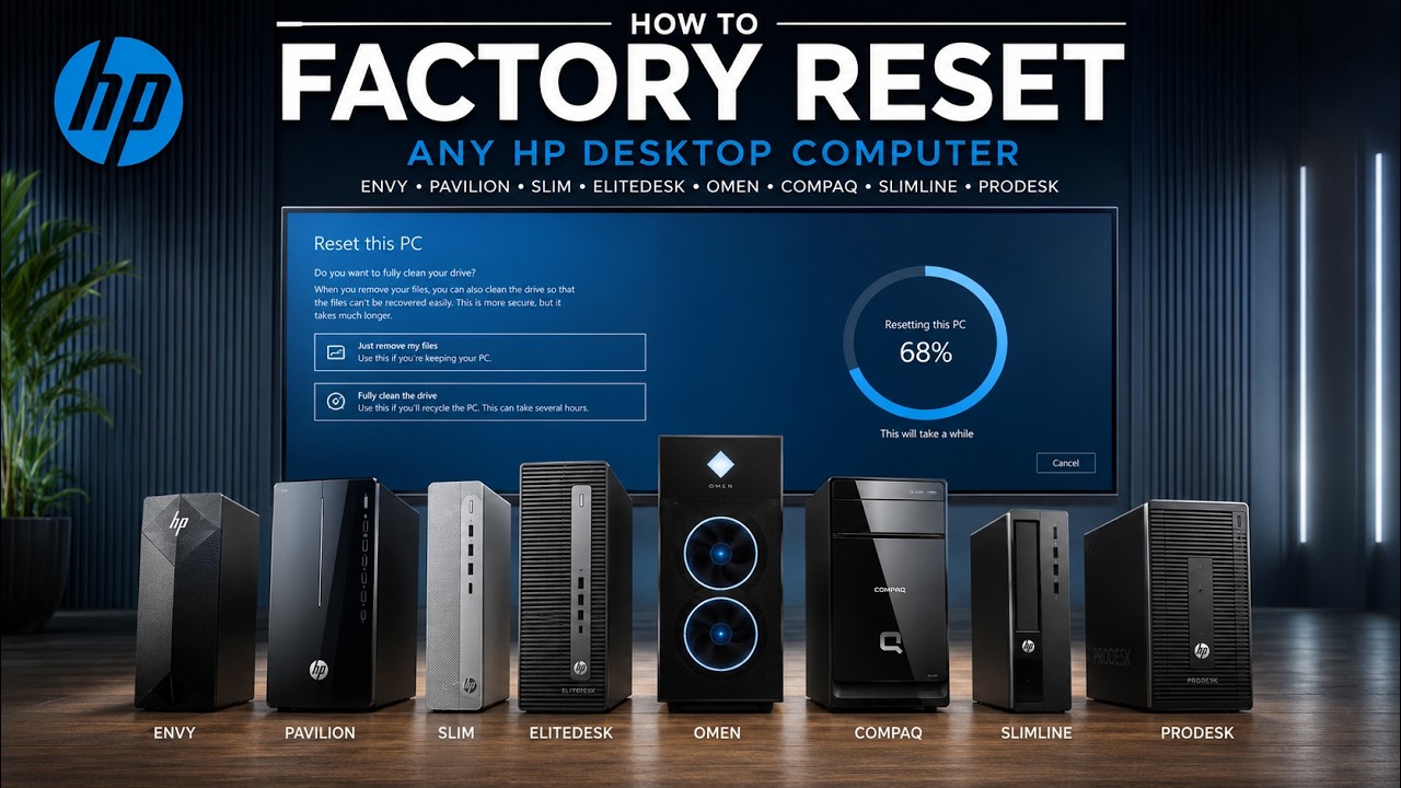 HP Desktop Factory Restore Reset Windows (Envy Pavilion Slim EliteDesk Omen Compaq Slimline Prodesk)
