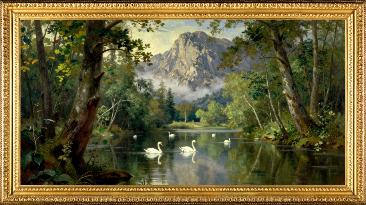 Swan Lake -  Vintage Gold Frame TV Art