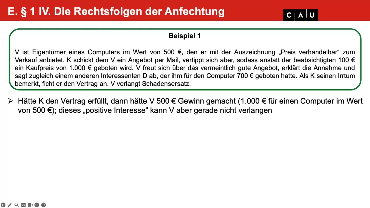 BGB AT – Folge 12 (Anspruch nach § 122 BGB; Übungsklausur zur Anfechtung)