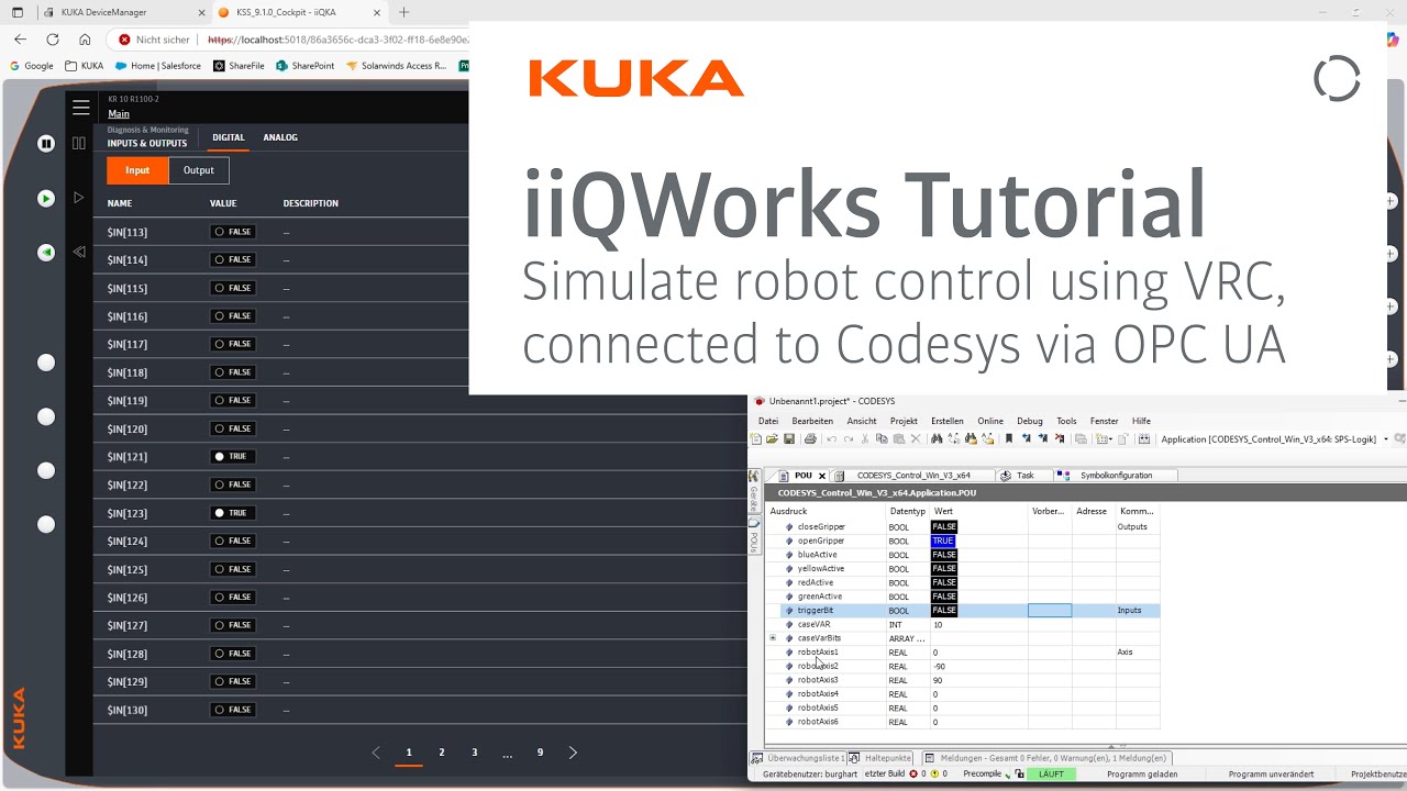 KUKA iiQWorks: Simulate robot IO mapping with Virtual Robot Controller (VRC)