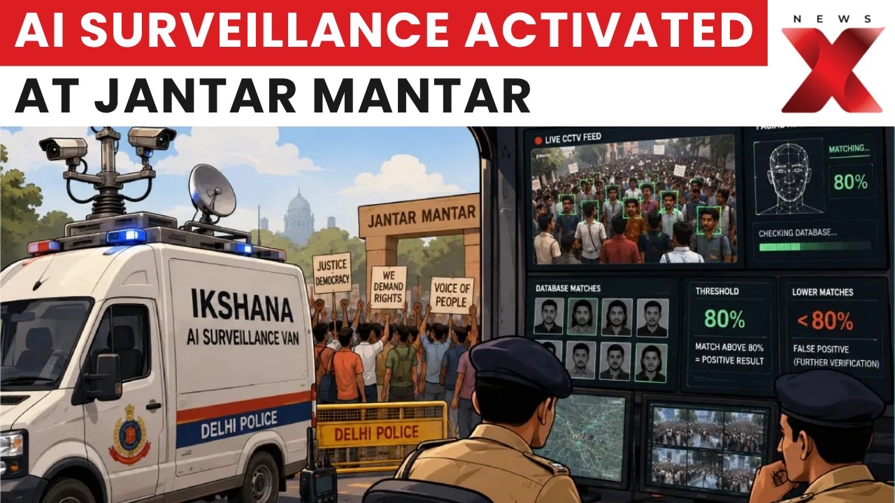 Delhi Police Deploy AI Surveillance at Jantar Mantar as Protest Crowd Swells | Latest News | NewsX