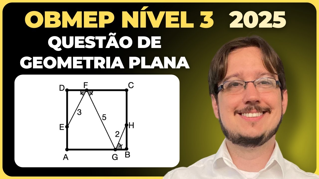 OBMEP 2025 || Nível 3 || Geometria Plana || Na figura, ABCD é um quadrado. Os ângulos EFD, GFC e BGH