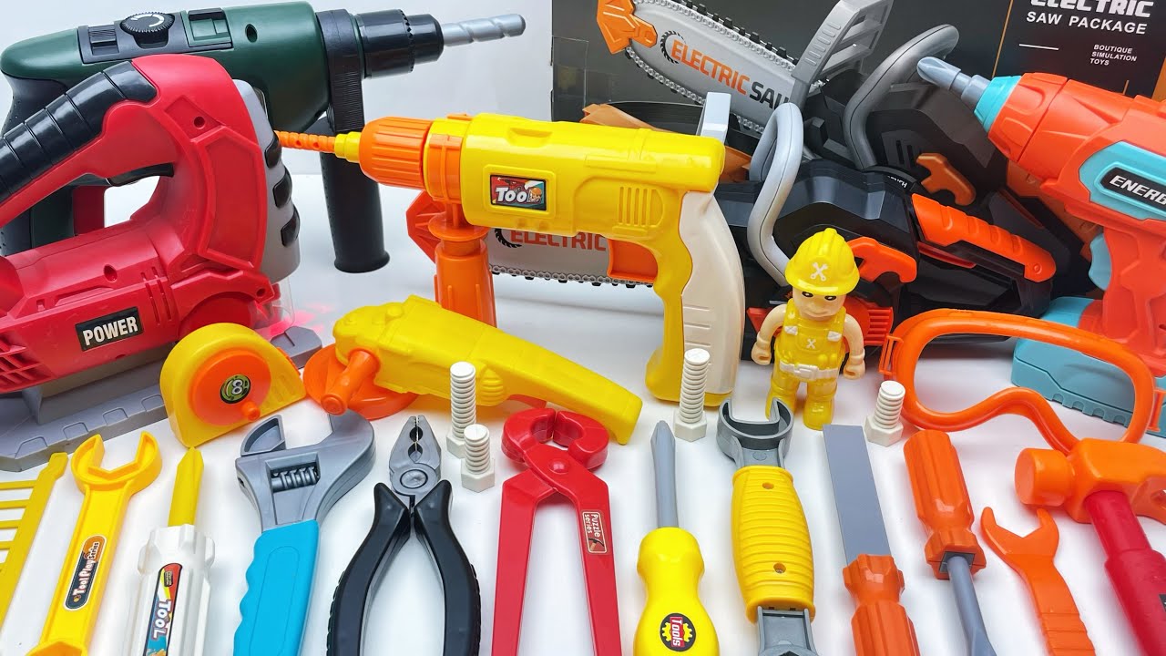 12 Minutes Unboxing, Building Toys,Electric Saw, Hammer, power tools Screw Machine ASMR Toy Reviews