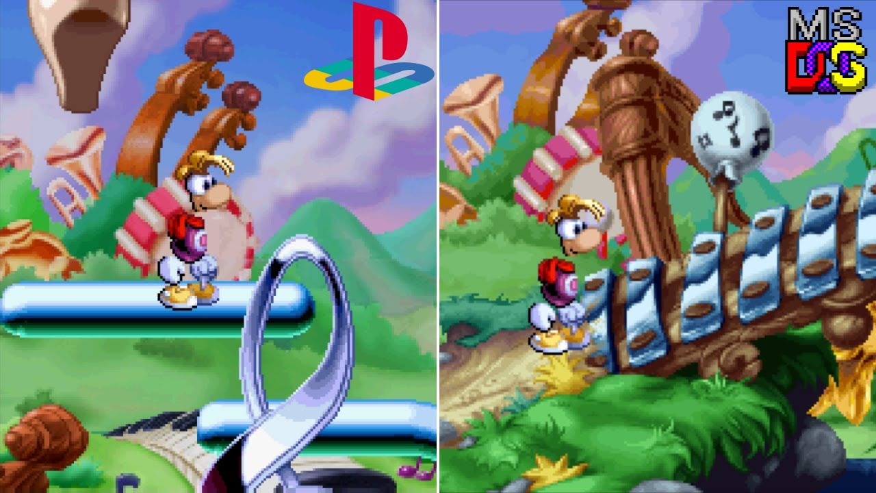 Rayman 1 [60FPS] Version Differences: Bongo Hills Part 1 (PS1 vs. MS-DOS)