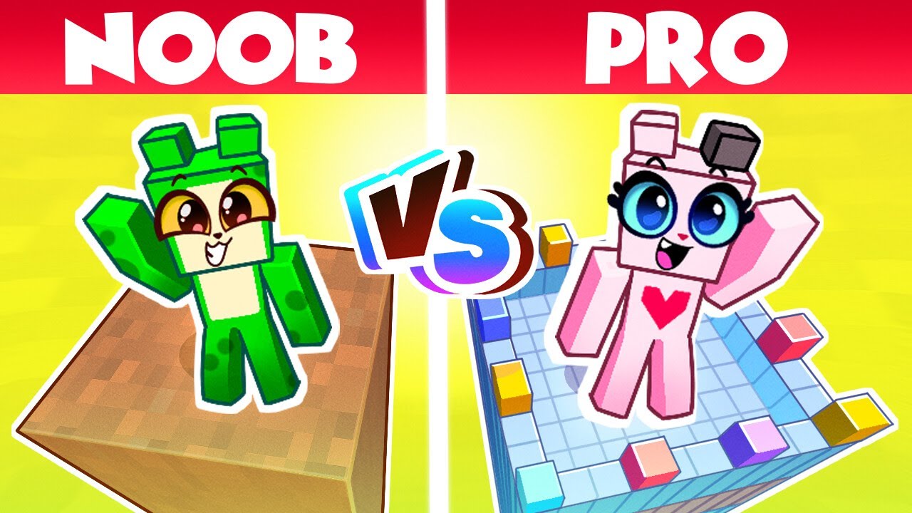 Noob VS Pro Minecraft Building Challange | Lost In the Game World Adventures | Purr-Purr Tails