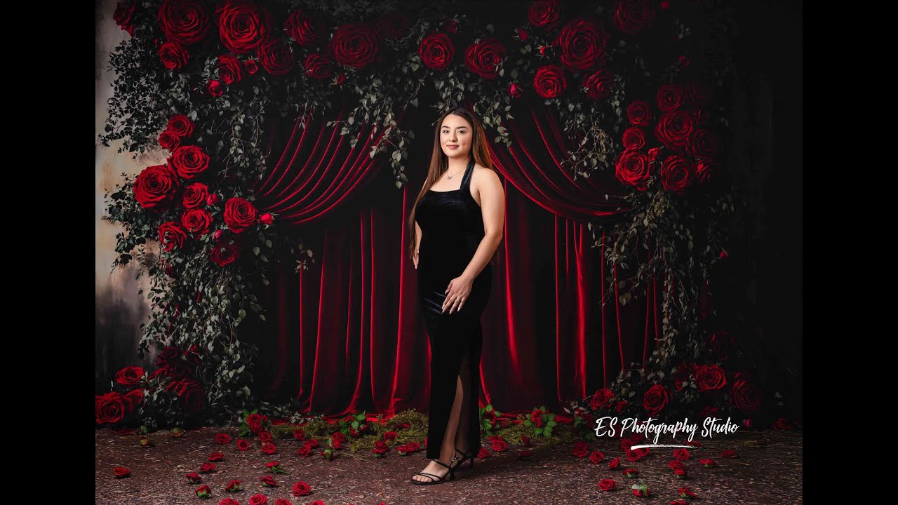 Kate Saint Valentin Rideau Roses Toile de fond en Polar Pour La Photographie 