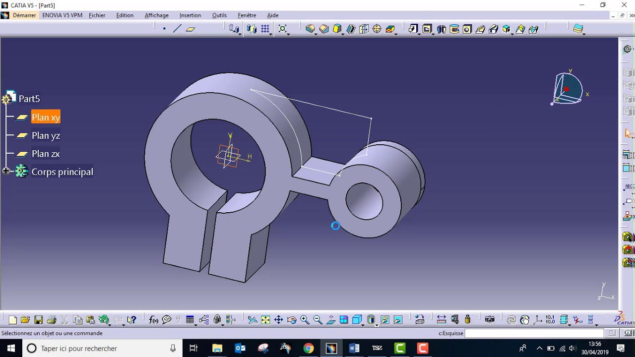 exercice 2 FAO CATIA V5 usinage prismatic machining multi phases (DARIJA)