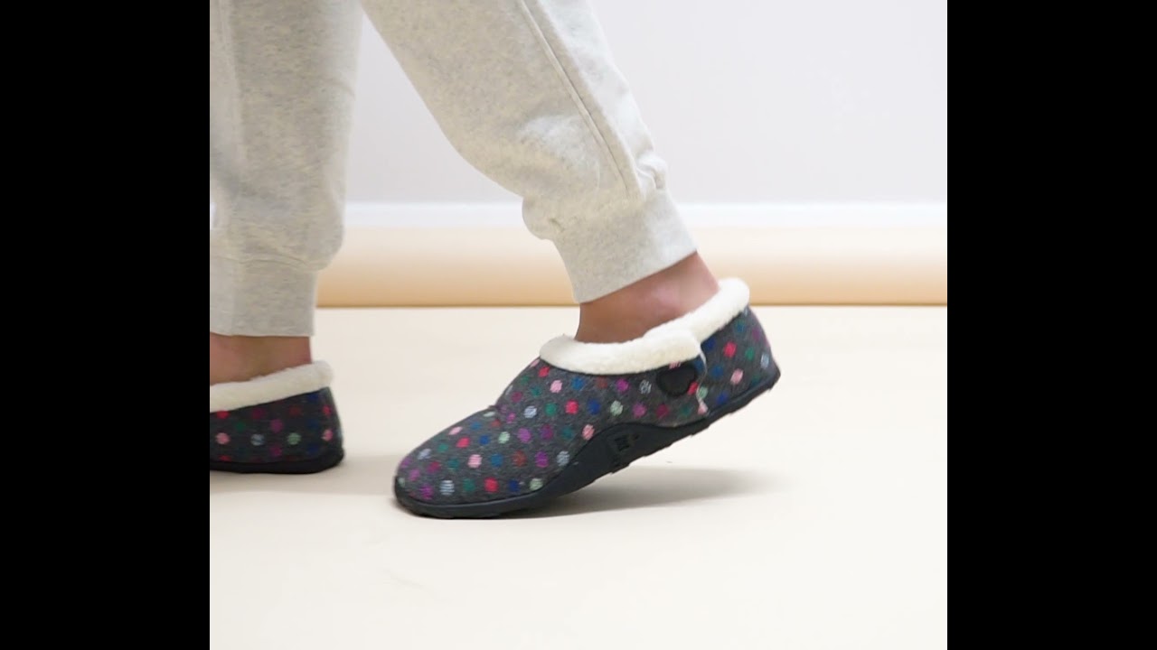 Homeys LILY Ladies Spot Full Slippers Grey | House Of Slippers