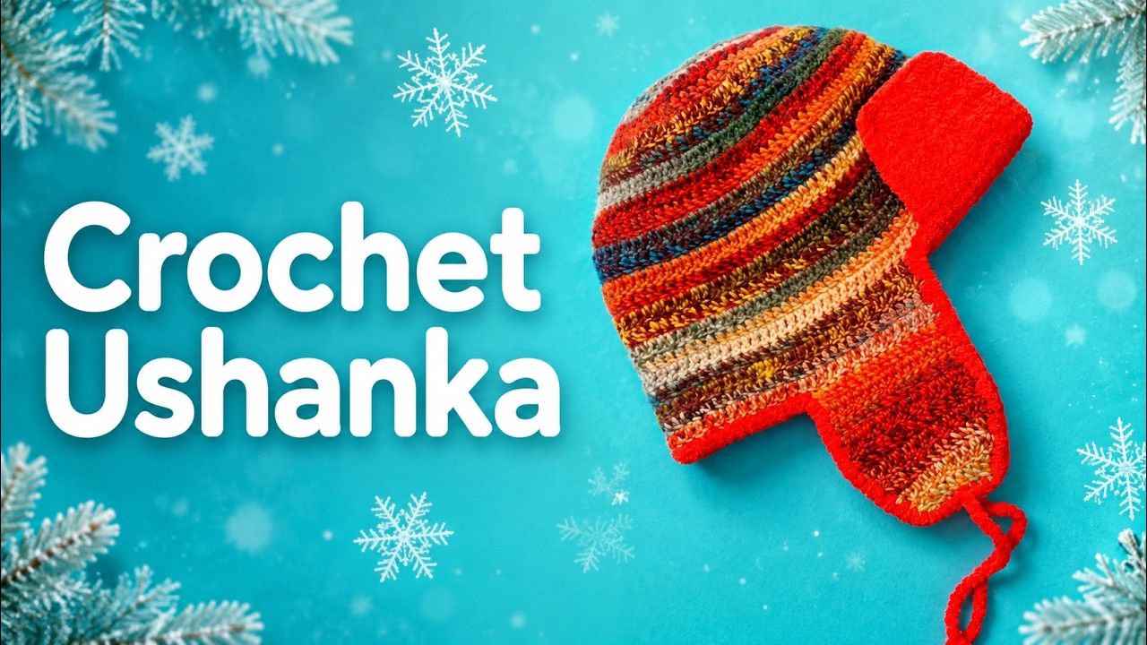 Шапка-ушанка крючком. Crochet hat with earflaps.