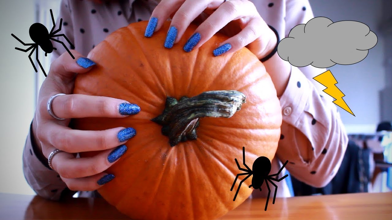 ASMR TAPPING ON A PUMPKIN + THUNDER SOUND| NO TALKING HALLOWEEN SPECIAL