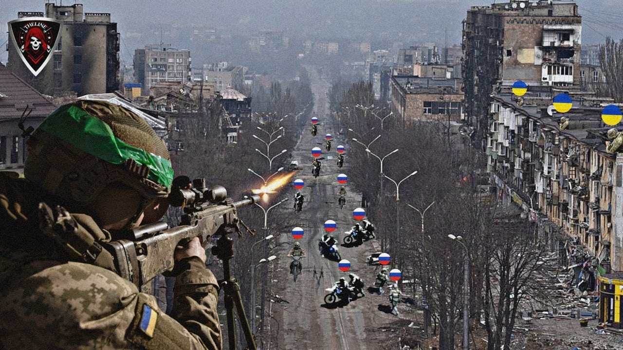 Ukrainian Azov Snipers Wiped Out enemy motorcycle convoy one by one in Pokrovsk City